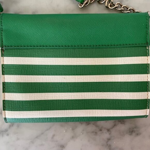 KATE SPADE Envelope Flap Green White Stripe Crossbody with Removable Str… - Picture 10 of 17